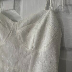 Lulus White Floral Jacquard Midi Dress